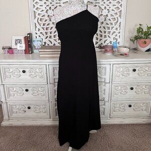 Banana Republic Asymmetrical Flounce Maxi Black Dress Maxi